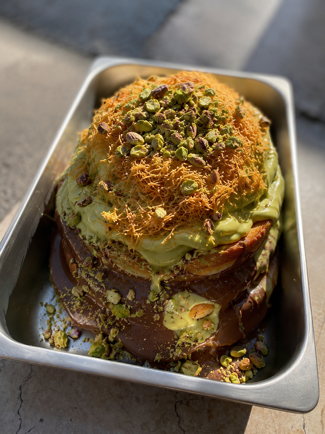 Gelato Dubai Chocolate: cioccolato al latte, crema di pistacchio e kataifi